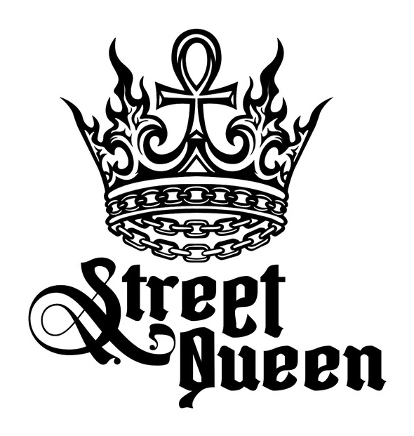 Logo Street Queen: coroa com ankh e chamas sobre o nome da marca